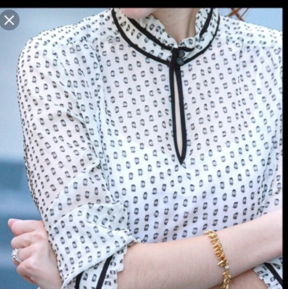 J.CREW Clip Dot ruffled blouse size 6 top